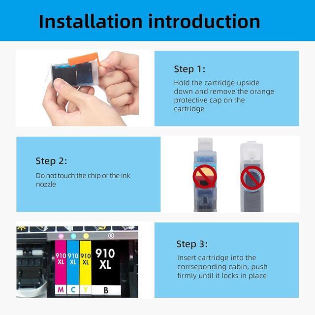 Alt view image 7 of 7 - 910XL Ink Cartridges for HP Printers (4-Pack) Replacement for HP 910XL Ink Cartridges Combo Pack Work for OfficeJet 8010 8020 Series, Pro 8020, 8030 Series Printer 3JB41AN | Black Cyan Magenta Yellow