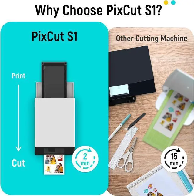 Alt view image 2 of 7 - Liene PixCut S1 Color Sticker Printer & Cutting Machine - All-in-One Sticker Maker for DIY Crafts, Custom Labels & Gifts. Thermal Dye-Sublimation Photo Printer, 300 DPI, Precise AI Auto-Cutting