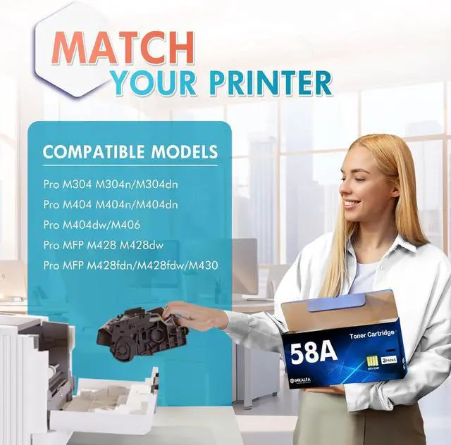 Alt view image 2 of 7 - CF258A 58A Toner Cartridge Black 58X CF258X Compatible Replacement for HP 58A CF258A M428fdw for HP Laserjet MFP M428fdw M428fdn M428dw M404 M428 Pro M404n M404dn M404dw Printer 2 Pack with Chip