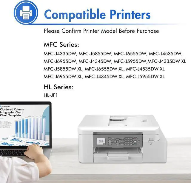Alt view image 2 of 7 - LC406 LC406XL Ink Cartridges for Brother Printer LC 406XL 406 XL for MFC-J4335DW MFC-J5855DW MFC-J6555DW MFC-J4535DW MFC-J6955DW MFC-J4345DW MFC-J5955DW - 4 Pack High Yields Black Cyan Magenta Yellow