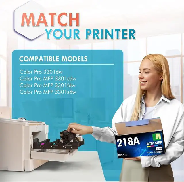 Alt view image 2 of 7 - 218A Toner Cartridges 4 Pack with Chip 218X 3201dw 3301fdw Compatible Replacement for HP 218A 218X Color Laserjet Pro MFP 3301cdw 3301sdw Pro 3201dw Series Printer High Yield W2180A Ink Set (B/C/Y/M)