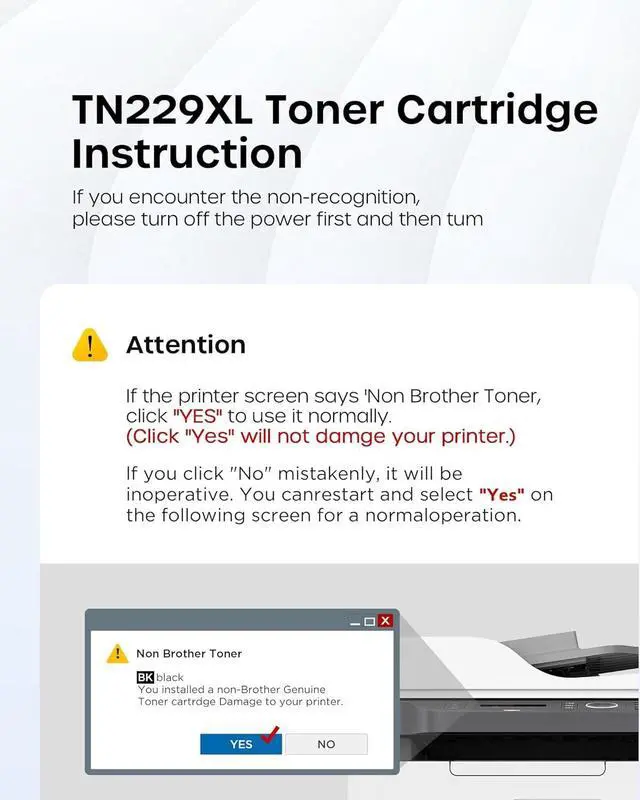 Alt view image 6 of 7 - TN229XL TN229 Toner Cartridge Replacement for Brother TN229 XL TN 229XL TN-229XL Toner Work with Brother HL-L3220CDW MFC-L3720CDW HL-L3280CDW HL-L3300CDW MFC-L3780CDW Printer (TN229XLBK/C/M/Y-4 Pack)