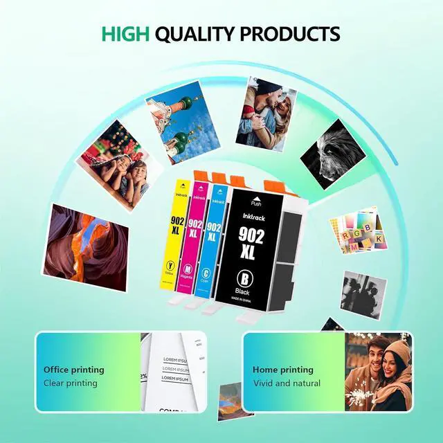 Alt view image 7 of 7 - 902XL Ink Cartridges for HP Printer Replacement for HP 902XL Ink Cartridges Combo Pack 902 XL for HP OfficeJet Pro 6978 6968 6970 6960 6975 OfficeJet 6958 6962 6950 Printer (Black Cyan Magenta Yellow)