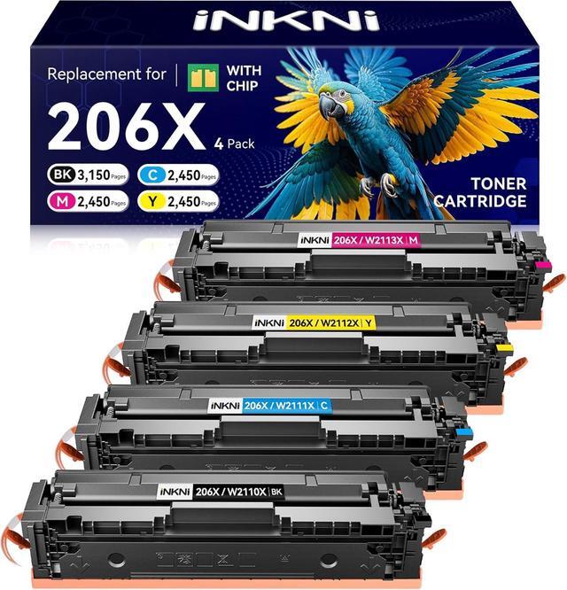 Main image of 206X Toner Cartridges 4 Pack High Yield - with Chip Compatible Replacement for HP 206X 206A for Color Laserjet Pro MFP M283fdw M283cdw M283fdn M282nw Pro M255dw M255nw Ink Cartridges W2110X W2110A