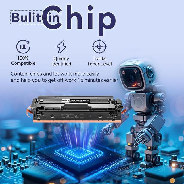 Alt view image 6 of 7 - 206X Toner Cartridges 4 Pack High Yield - with Chip Compatible Replacement for HP 206X 206A for Color Laserjet Pro MFP M283fdw M283cdw M283fdn M282nw Pro M255dw M255nw Ink Cartridges W2110X W2110A