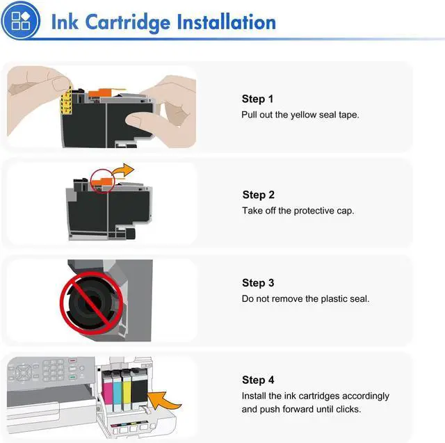 Alt view image 4 of 7 - LC406 LC406XL Ink Cartridges for Brother Printer LC 406XL 406 XL for MFC-J4335DW MFC-J5855DW MFC-J6555DW MFC-J4535DW MFC-J6955DW MFC-J4345DW MFC-J5955DW - 4 Pack High Yields Black Cyan Magenta Yellow