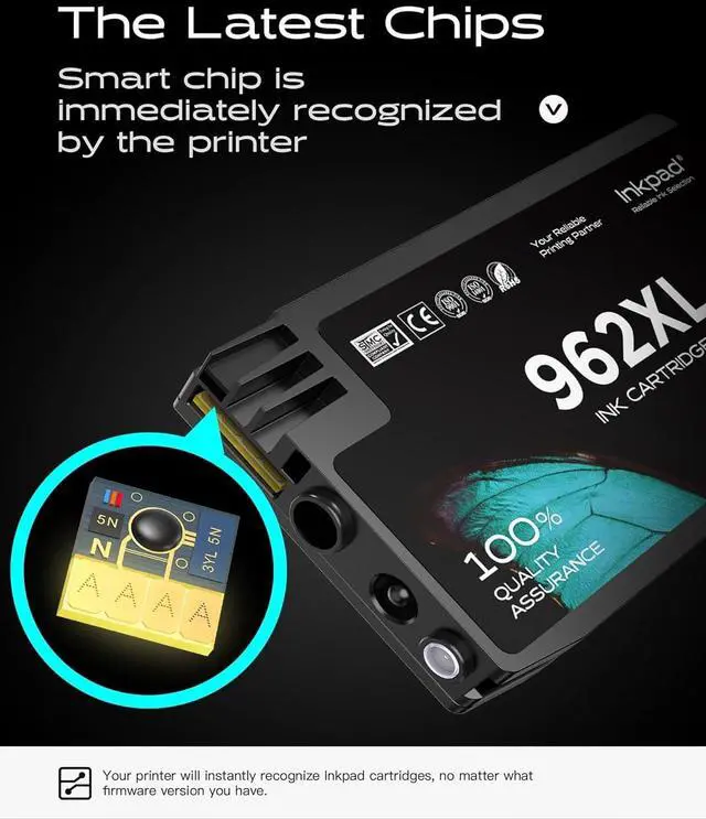Alt view image 5 of 7 - 962xl 962 Ink Cartridges for HP OfficeJet Pro 9015e 9018e 9025e 9010e 9020e 9015 9018 9010 9020 9025 Series Printer, 962 XL High Yield Ink Cartridge Combo Pack 4 Pack (Black, Cyan, Magenta, Yellow)