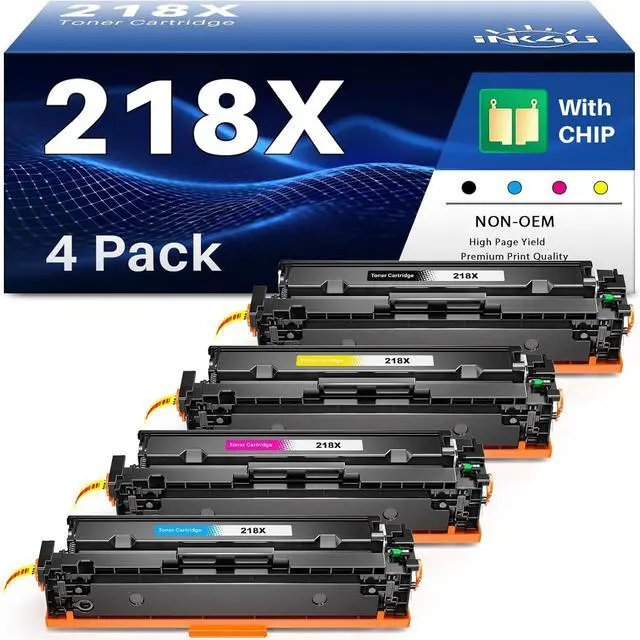 Main image of (Smart Chip Recognition) 218X Toner Cartridges 4 Pack Compatible Replacement for HP 218X 218A W2180X W2180A Toner for HP Color Laserjet Pro 3201dw, MFP 3301cdw/3301fdw/3301sdw | High-Yield 3,200 Pages