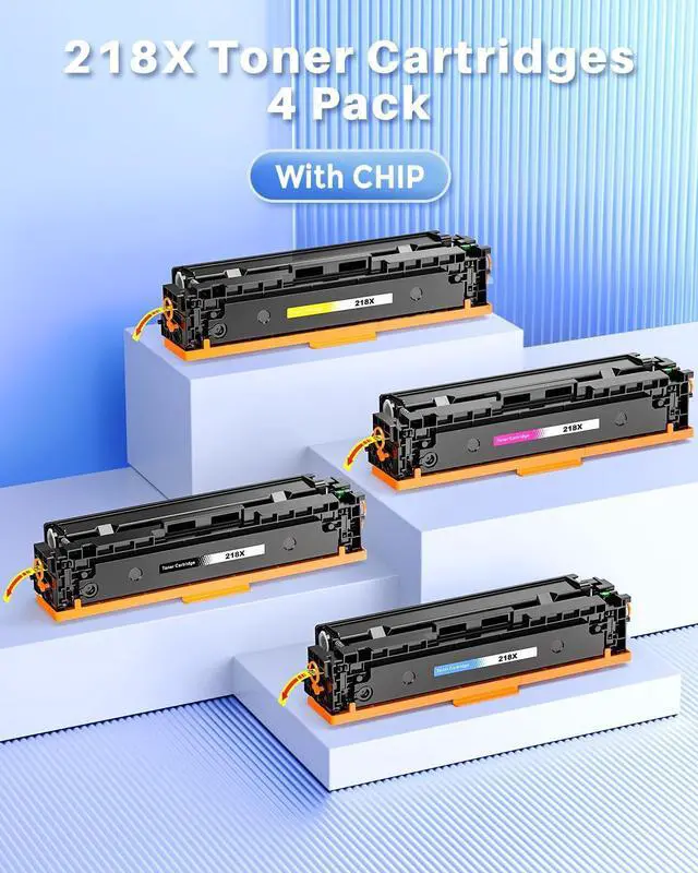 Alt view image 3 of 7 - (Smart Chip Recognition) 218X Toner Cartridges 4 Pack Compatible Replacement for HP 218X 218A W2180X W2180A Toner for HP Color Laserjet Pro 3201dw, MFP 3301cdw/3301fdw/3301sdw | High-Yield 3,200 Pages