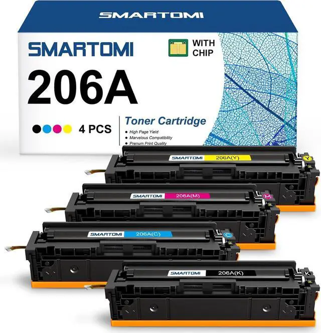 Main image of 206A Toner Cartridges 4 Pack (with Chip) Compatible Replacement for HP 206A W2110A 206X Works with HP Color Laserjet Pro MFP M283fdw M283cdw M283fdn M255dw M283 M255 Series Printer High Yield Ink