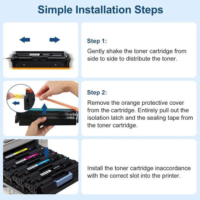 Alt view image 5 of 7 - 206A Toner Cartridges 4 Pack (with Chip) Compatible Replacement for HP 206A W2110A 206X Works with HP Color Laserjet Pro MFP M283fdw M283cdw M283fdn M255dw M283 M255 Series Printer High Yield Ink