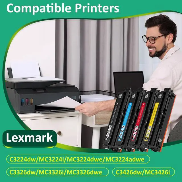Alt view image 3 of 7 - for Lexmark MC3224 Toner Cartridge (with Chip),1.5K Pages High Cartridge C3210K0 C3210C0 C3210M0 C3210Y0 Compatible C3224 MC3224 C3326 MC3326 C3426 Printers,Replaceable C320010 Ink Cartridge (4 Pack)