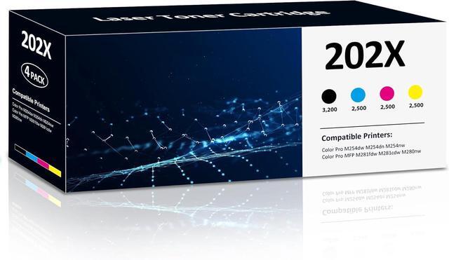 Main image of 202X Toner Cartridges 4 Pack Compatible for HP Color Laserjet Pro M281fdw Reaplacement for HP202X 202A Set High Yield with M254dw M254nw MFP M281cdw M280nw M281fdn Printer (Black/Cyan/Magenta/Yellow)