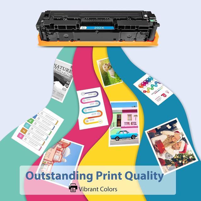 Alt view image 2 of 7 - 202X Toner Cartridges 4 Pack Compatible for HP Color Laserjet Pro M281fdw Reaplacement for HP202X 202A Set High Yield with M254dw M254nw MFP M281cdw M280nw M281fdn Printer (Black/Cyan/Magenta/Yellow)