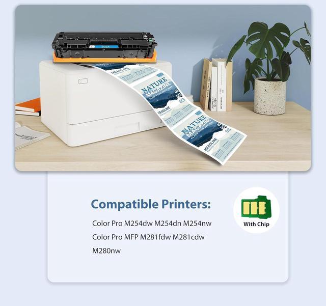 Alt view image 3 of 7 - 202X Toner Cartridges 4 Pack Compatible for HP Color Laserjet Pro M281fdw Reaplacement for HP202X 202A Set High Yield with M254dw M254nw MFP M281cdw M280nw M281fdn Printer (Black/Cyan/Magenta/Yellow)