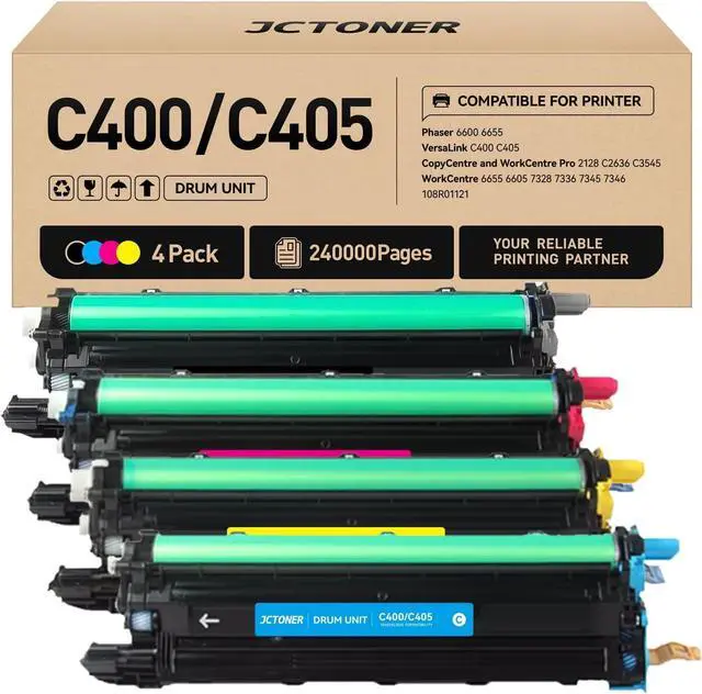 Main image of C400 C405 Drum Unit 108R01121 Imaging DrumBlack Cyan Magenta Yellow 4-Pack Replacement for Xerox Versalink C400 C400D C400DN C405 C405N C405DN Phaser 6600 Workcenter 6605 6655 6655i Color Printer