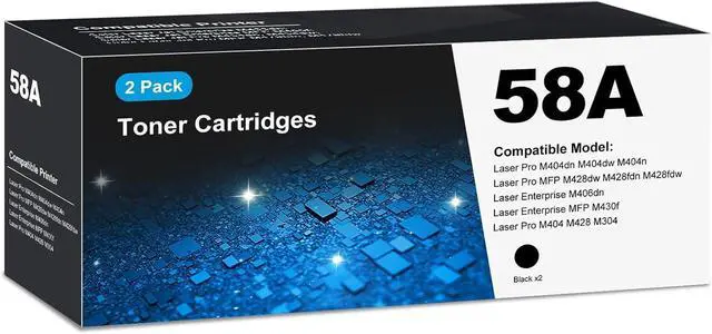Main image of CF258A 58A Toner Cartridges Black (2-Pack) for HP 58A 58X CF258X, Laser Jet M404dn M428fdw Toner Cartridges, CF258 for Laser Jet Enterprise M404dn M404dw M404n M428dw M428fdn MFP M304 M406dn M430f