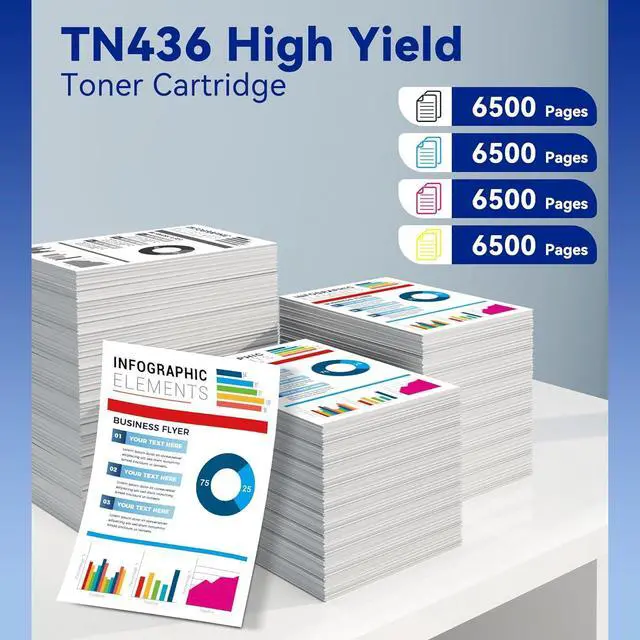 Alt view image 3 of 6 - TN436 Toner Cartridge Compatible for Brother MFC-L8900CDW Toner Cartridge Replacement for Brother TN436 TN 436 TN-436 TN433 TN431 Work with HL-L8360CDW MFC-L8690CDW MFC-L8610CDW Printer (BK/C/M/Y, 4P)