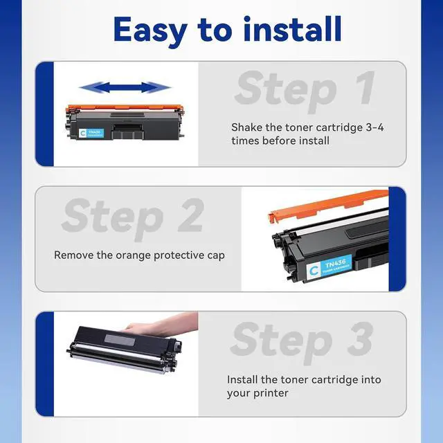 Alt view image 4 of 6 - TN436 Toner Cartridge Compatible for Brother MFC-L8900CDW Toner Cartridge Replacement for Brother TN436 TN 436 TN-436 TN433 TN431 Work with HL-L8360CDW MFC-L8690CDW MFC-L8610CDW Printer (BK/C/M/Y, 4P)