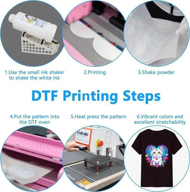Alt view image 5 of 7 - DTF White Ink,Premium DTF Ink Prevent Sedimentation Heat Transfer Film Direct to Film T-Shirt Printing for Epson Printhead L1800 I3200 XP600 High Whiteness & Coverage(2x1000ML White Ink+Ink Shaker)