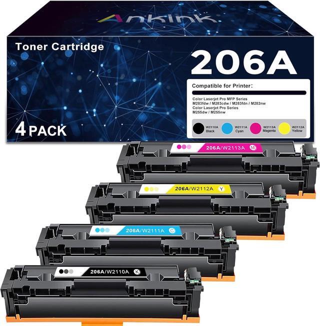 Main image of 206A Compatible Toner Cartridge with Chip Replacement for HP 206X HP206A for Color Laserjet Pro MFP M283fdw M283cdw Pro M255dw M255nw M283 M255 | W2110A| W2110A(Black Cyan Yellow Magenta, 4-Pack Set)
