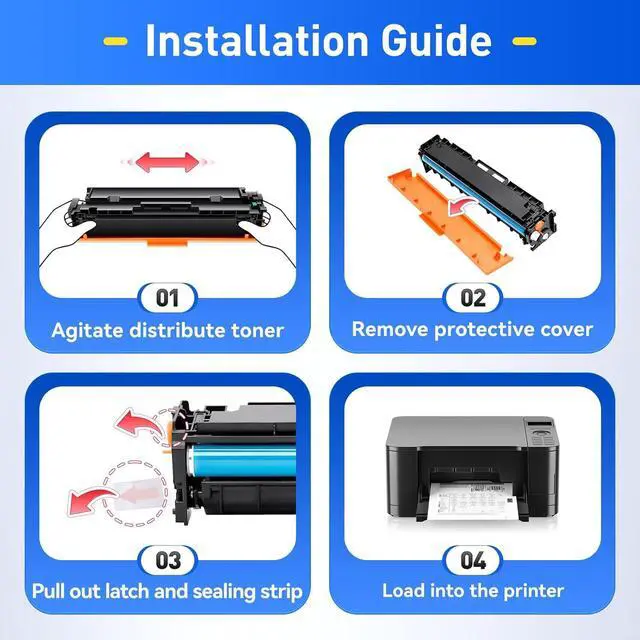 Alt view image 4 of 6 - 312A 305A Toner Cartridge Set 4-Pack Replacement for HP 312A 305A CF380A CE410A for Laserjet Pro 400 Color MFP M475dn M475dw M451dn M451dw M451nw Pro 300 M375nw M351a M476dw M476nw M476dn Printer Ink