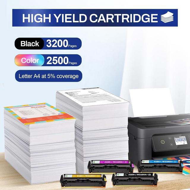 Alt view image 3 of 7 - 218A Toner Cartridges 4 Pack 218X Replacement for HP 218A 218X HP Color Laserjet Pro MFP 3301fdw 3301sdw HP Color Laserjet Pro 3201dw Toner High Yield W2180A W2180X Ink Set with Chip (B/C/Y/M Set)