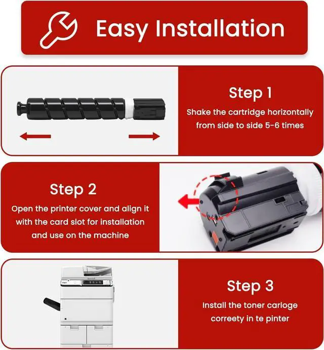Alt view image 6 of 7 - GPR-58 Toner Cartridge (with Standard Chip) Replacement for Canon GPR-58 Toner Cartridge 2182C003AA 2183C003AA 2184C003AA 2185C003AA for ImageRunner Advance C356 C256 C356iF C256iF Printers, 4 Pack