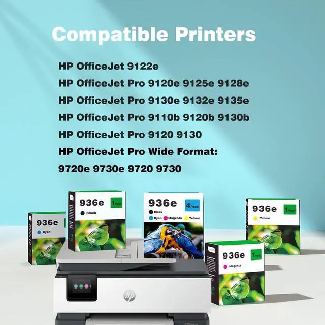Alt view image 2 of 6 - 936e 936 Ink Cartridges Combo Pack Compatible for HP OfficeJet Pro 9125e 9135e 9128e 9130e 9120e Series Wide Format 9730e OfficeJet 9122e, 9110b 9130b Printer (Black Cyan Magenta Yellow 4 Pack)