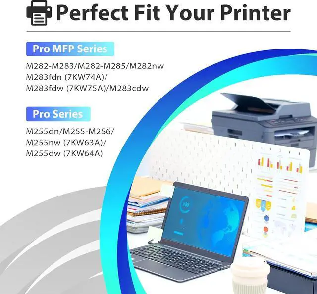 Alt view image 2 of 7 - 206X 206A High Yield Toner Cartridges 5-Pack (with Chip) Replacement for HP Color Laserjet Pro MFP M283cdw M283fdw M255dw Printer | W2110X W2111X W2112X W2113X (2Black, 1Cyan, 1Yellow, 1Magenta)