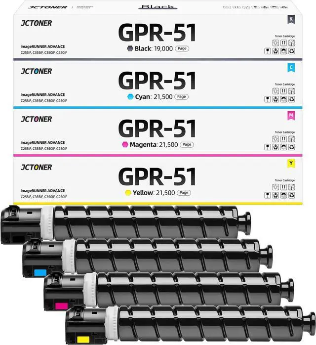 Main image of GPR-51 GPR51 High Yield Toner Cartridge 8516B003 8517B003 8518B003 8519B003 Replacement for Canon ImageRunner Advance C250if C255if C350if C350p C355if Printer Ink Set Black Cyan Magenta Yellow,4-Pack