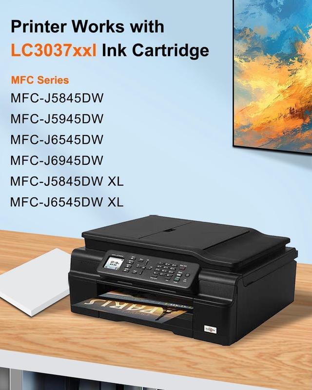 Alt view image 3 of 7 - LC3037XXL Super High Yield Ink Cartridge (Total 4-Pack, 1BK/1C/1M/1Y) - LC3037 XXL Ink Cartridges Replacement for Brother Ink Cartridge LC3037 MFC-J6945DW MFC-J6545DW MFC-J5845DW MFC-J5945DW Printer