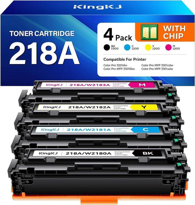 Main image of 218A Toner Cartridges Set with chip 4-Pack 3301fdw Replacement for HP 218A W2180A W2181A W2182A W2183A 218X W2180X Black Compatible with HP Color Laserjet Pro MFP 3301cdw 3301sdw 3201dw Printers Ink