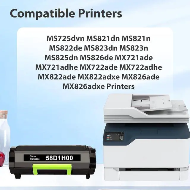 Alt view image 2 of 6 - Remanufactured 58D1H00 Black High-Yield Toner Cartridge Replacement for Lexmark 58D1H00 Toner Cartridge for MS725 MS821 MS822 MS823 MS824 MS825 MS826 MX721 MX722 MX725 MX822 MX824 Printer 15,000 Page