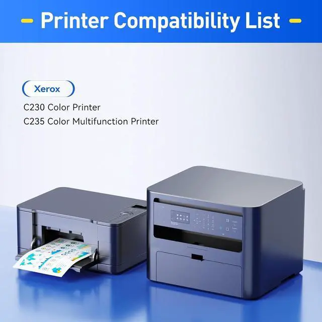 Alt view image 2 of 6 - C230 C235 Toner Cartridge with Chip High Capacity Set 4-Pack Replacement for Xerox 006R04391 006R04392 006R04393 006R04394 Compatible with Xerox C230 C235 C230DNI C235DNI C225 Printer Black and Color