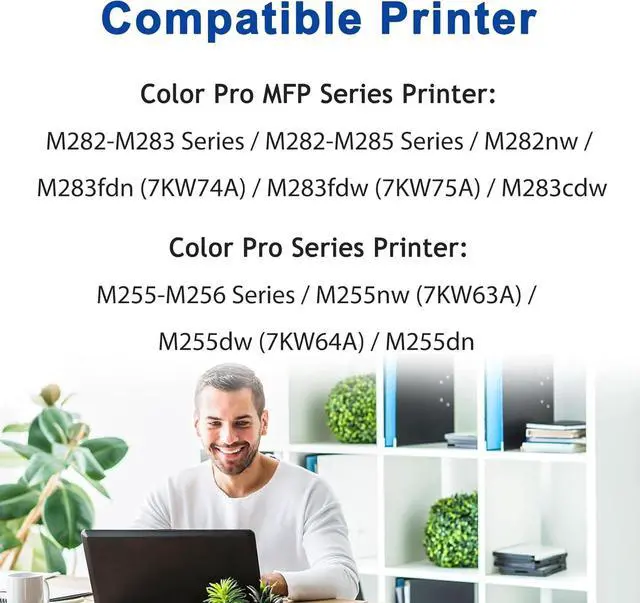 Alt view image 2 of 6 - 206A Black Toner Cartridges (with Chip) Replacement for HP Color Pro MFP M283fdw M283cdw , Pro M255dw M255dn M255nw, MFP M282nw M283fdn M283 M282-M285 M255 M256 Printer | W2110A 206X W2110X, 1-Pack