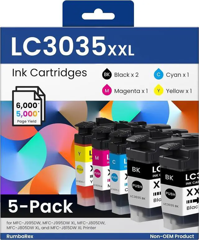 Main image of LC3035 XXL Ink Cartridges Set 5-Pack Ultra High-Yield LC3035BK LC3035C LC3035M LC3035Y Replacement for Brother LC3035 LC3033 Ink Cartridges for MFC-J995DW MFC-J805DW MFC-J815DW Printer Ink BK/C/M/Y