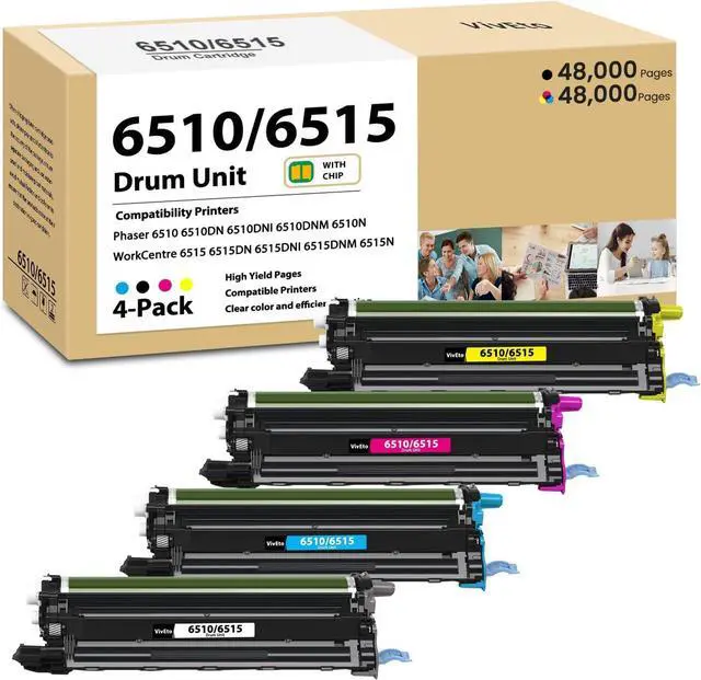 Main image of Phaser 6510 6515 Drum Unit (with Standard Chip) 108R01420 108R01419 108R01417 108R01418 Imaging Unit Replacement for Xerox 6510 6515 for Phaser 6510DNM 6510DN 6510DNI 6510N WorkCentre 6515DNI, 4-Pack