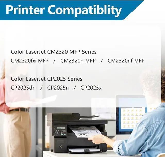 Alt view image 2 of 7 - 304A Toner Cartridges 4 Pack Black Cyan Magenta Yellow | Replacement for HP 304A CP2025 Toner Works with Color Laserjet CP2025n CP2025dn CP2025x Color MFP CM2320nf CM2320fxi CM2320n Printer Ink