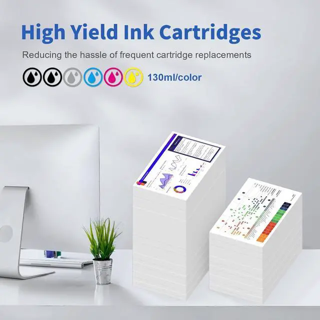 Alt view image 3 of 7 - 72 Ink Cartridges 130ML X 6 Latest Upgrade Replacement for HP 72 Ink Cartridges C9403A C9370A C9371A C9372A C9373A C9374A Work with DesignJet T770 T790 T795 T610 T620 T1100 T1120 T1200 T1300 T2300
