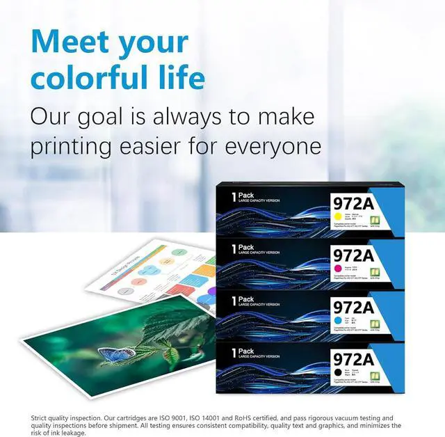 Alt view image 5 of 7 - 972A Black and Color PageWide Cartridge (4-Pack) Compatible Replacement for 972A Ink Cartridge 972X use for PageWide Pro 452dn 452dw 452dwt 477dn 477dw 477dwt 552dw 577dw 577z Printer Ink (BCMY)