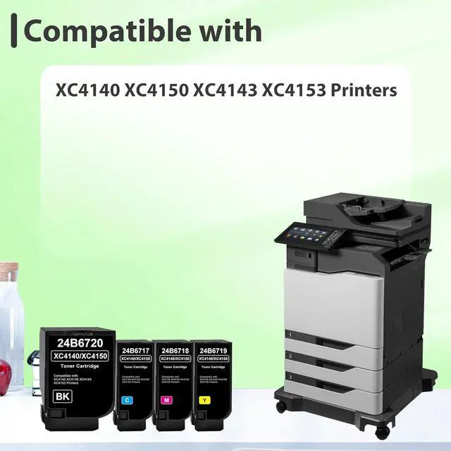 Alt view image 2 of 6 - Remanufactured XC4140 XC4150 Toner Cartridge 24B6717 24B6718 24B6719 24B6720 High Yield Toner Replacement for Lexmark XC4150 XC4140 XC4143 XC4153 Printer Ink (4-Pack, Black Cyan Magenta Yellow)