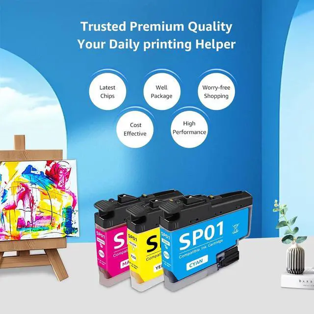 Alt view image 2 of 7 - Compatible SP-1 Sublimation Ink SP 01 SP01 Ink Cartridges Color Replacement for SP01CS SP01MS SP01YS for Bro SP-1 Sublimation Printers Ink, SP01 Refillable Ink Cartridges (Cyan,Magenta,Yellow, 3-Pack)