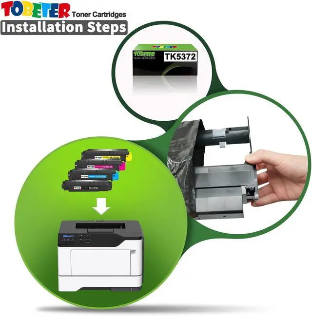 Alt view image 4 of 7 - ToBeter TK5372 TK-5372 Toner Replacement for Kyocera TK-5372 TK5372K TK5372C TK5372M TK5372Y Toner Cartridge for ECOSYS PA3500cx MA3500cix MA3500cifx Printer Toner, 4 Pack TK-5372 Toner, BK/C/M/Y