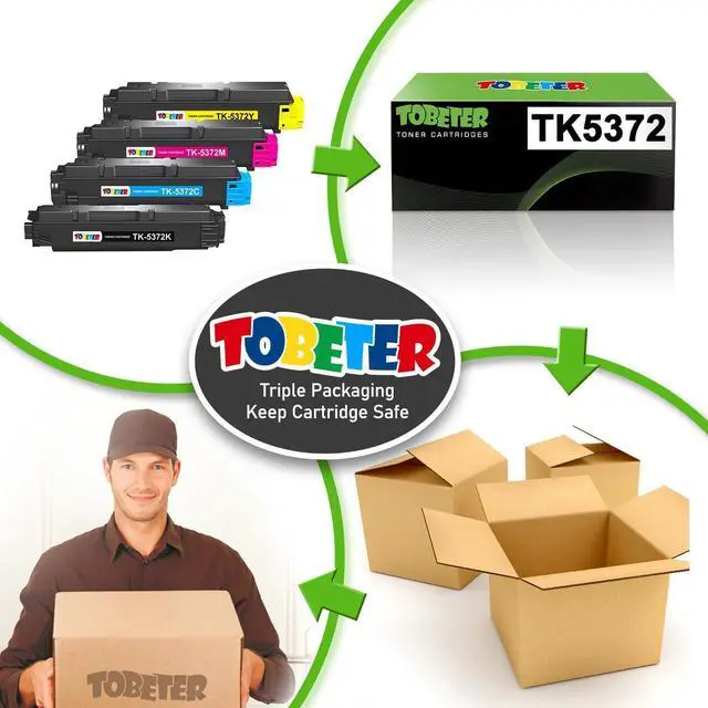 Alt view image 5 of 7 - ToBeter TK5372 TK-5372 Toner Replacement for Kyocera TK-5372 TK5372K TK5372C TK5372M TK5372Y Toner Cartridge for ECOSYS PA3500cx MA3500cix MA3500cifx Printer Toner, 4 Pack TK-5372 Toner, BK/C/M/Y