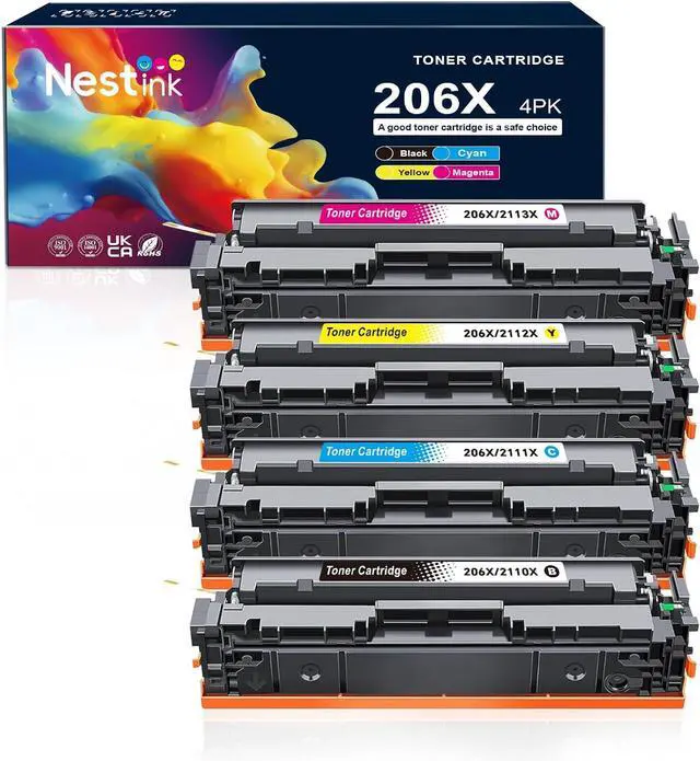Main image of 206X Compatible Replacement for Toner Cartridge for HP 206 206X 206A Toner Cartridges 4 Pack High Yield to Use with HP Color Laserjet Pro MFP-M283fdw M283cdw Pro M255dw M283 M255 (BK/C/M/Y 4 Pack)
