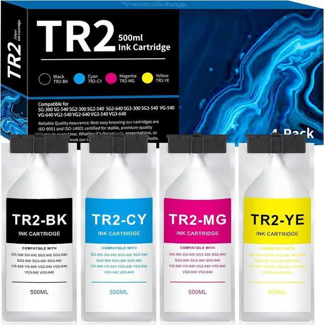 Main image of TR2 Ink Cartridges 500ml TrueVIS-TR2 4-Pack TR2-BK TR2-CY TR2-MG TR2-YE Replacement for Roland TrueVIS TR2 Ink for SG-300 540 SG2-300 540 640 SG3-300 540 VG-540 640 VG2-540 640 VG3-540 640 Printer Ink
