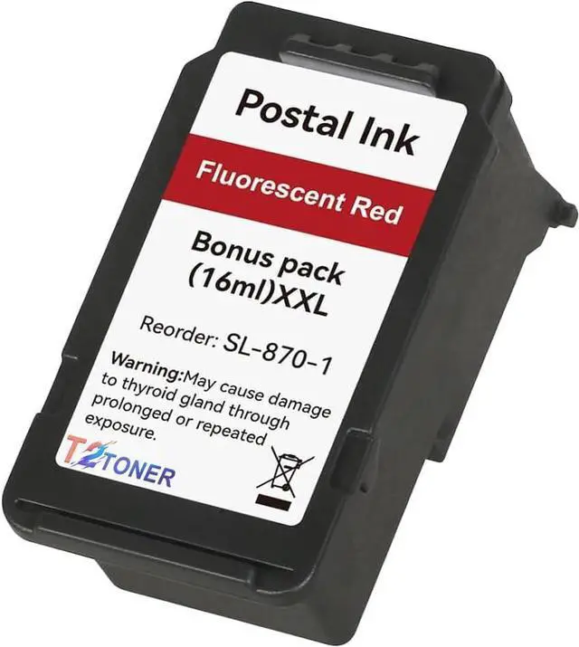 Alt view image 4 of 6 - Ultra High Capacity SL-870-1 XXL Red Ink Cartridge Compatible SL870-1 SL8701 XXL Fluorescent Red Ink Replacement for The PB New SendPro Mailstation Postage Meter (CSD1) Machine (4 Pack-64 ml in Total)