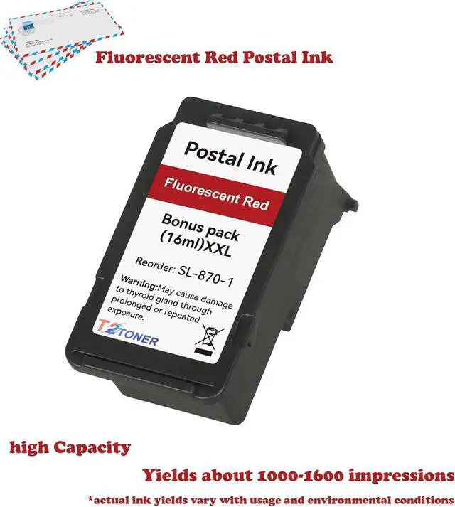 Alt view image 2 of 6 - Ultra High Capacity SL-870-1 XXL Red Ink Cartridge Compatible SL870-1 SL8701 XXL Fluorescent Red Ink Replacement for The PB New SendPro Mailstation Postage Meter (CSD1) Machine (4 Pack-64 ml in Total)