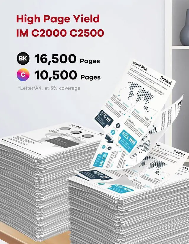 Alt view image 4 of 7 - IM C2000 C2500 Toner Cartridges High Yield IMC2500 IMC2000 842307 842310 842309 842308 Toner Replacement for Ricoh Lanier Savin IM C2000 IM C2500 Printer Ink 4-Pack (Black, Cyan, Magenta, Yellow)